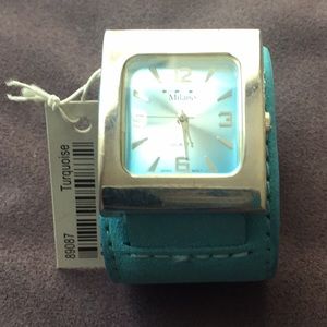 Milano watch turquoise face and suede band